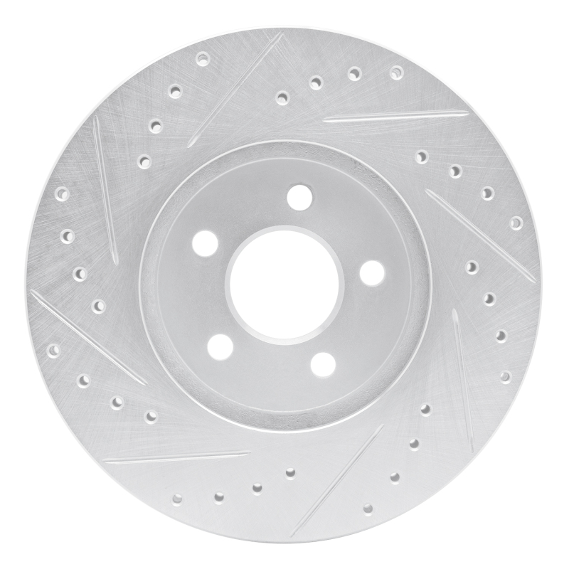 Chrysler Cirrus Brake Rotor (1) - Front Right - R1 Concepts - Drilled & Slotted - Silver - `95-`06